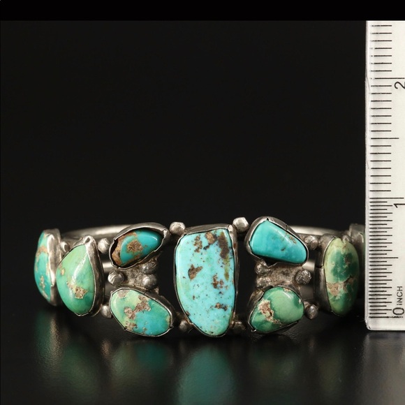 Vintage Turquoise Sterling Silver Cuff - Picture 2 of 6